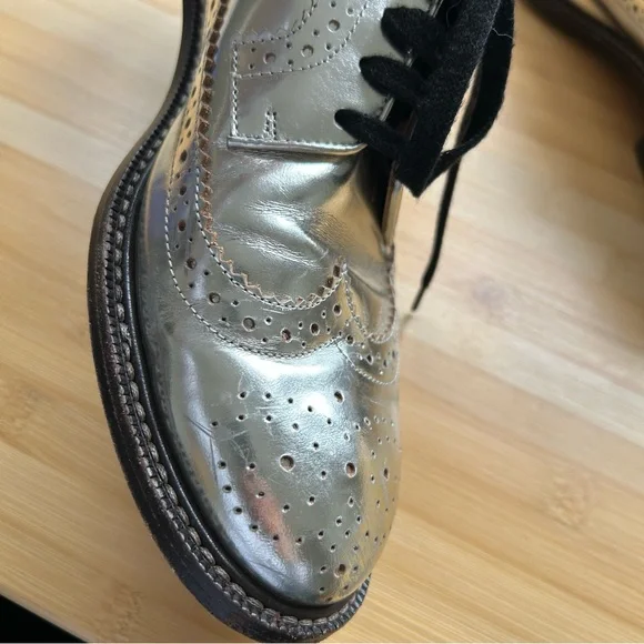 Marni Silver Metallic Brogue Lace Ups Size 40.5 - Picture 6 of 11